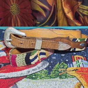 Circle Y of Yoakum South Western Style Leather Belt Texas USA Silver Buckle 32